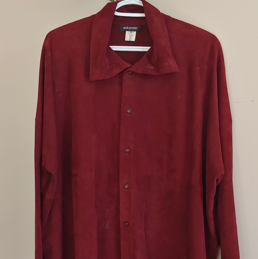 Eskandar Signature Oversize lagonlook suede shirt